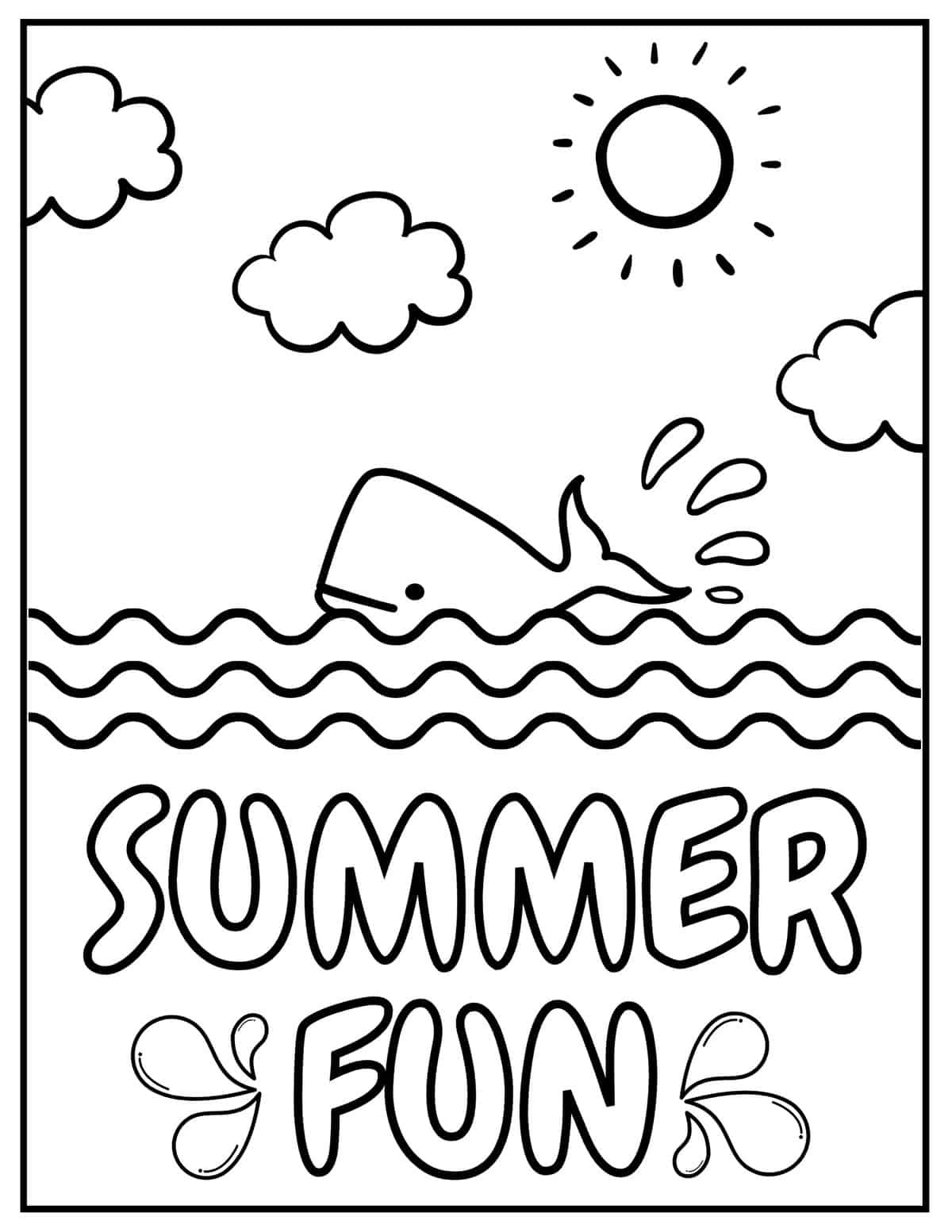 The dolphin coloring page informs us that it is summer